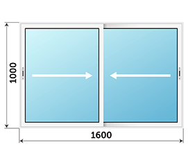 Двухстворчатое окно ALUTECH C48 1600x1000